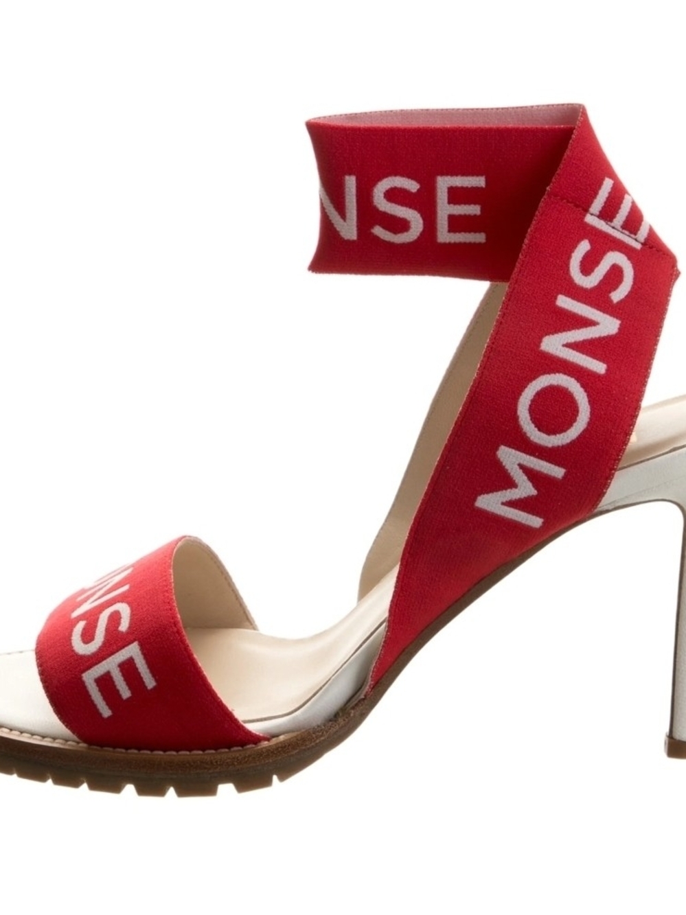 MONSE Red Logo Ankle-Strap Stiletto Sandals